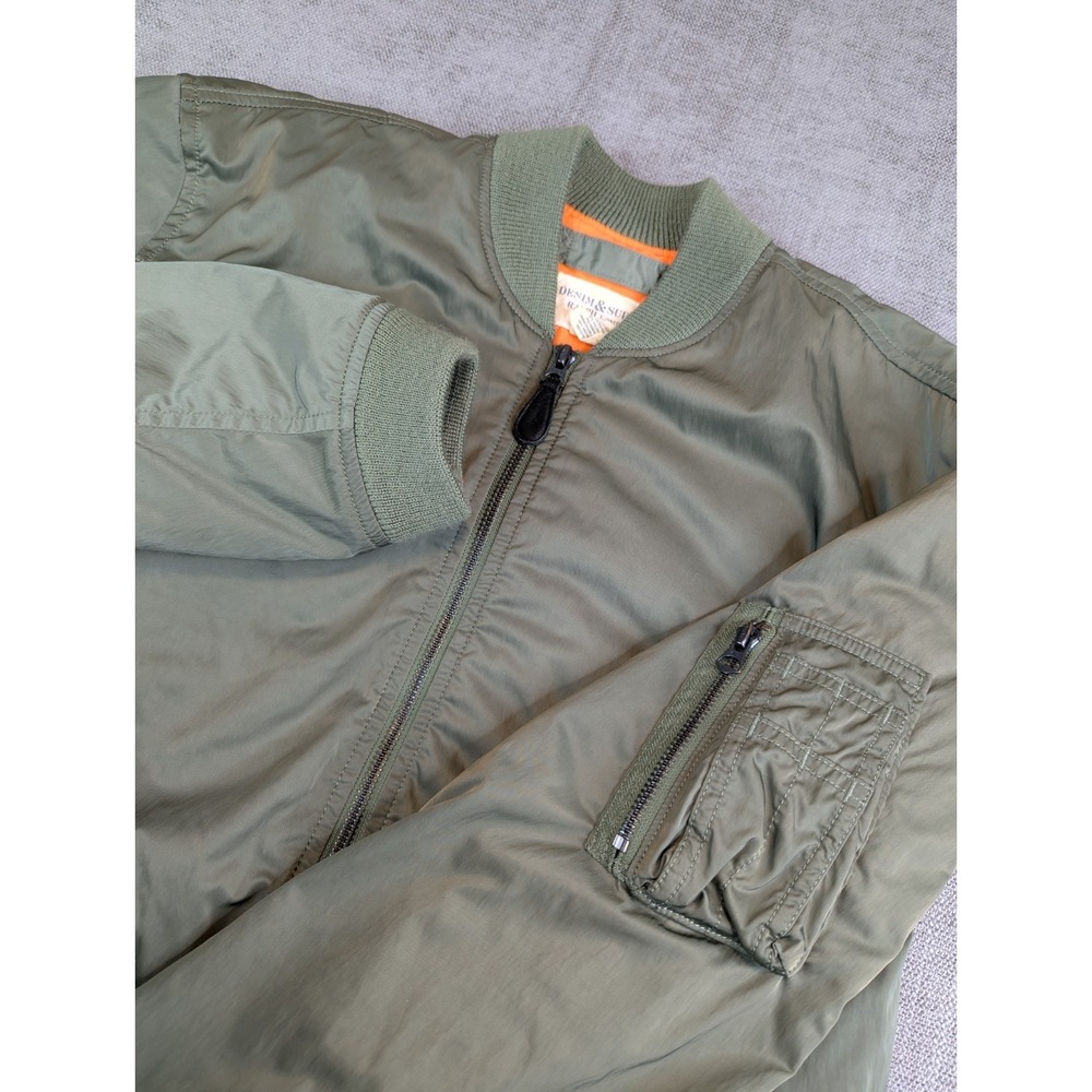 Denim & Supply Jacket Womens XL Green Bomber Ralph Lauren Lined Full Zip Coat